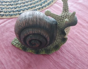Yard Works Originals Brown & Tan Garden Snail Figurine 3"high 4" wide Patio - Picture 1 of 8