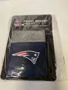 New England Patriots NFL Pebble Front Pocket Navy Wallet Men's - Picture 1 of 2