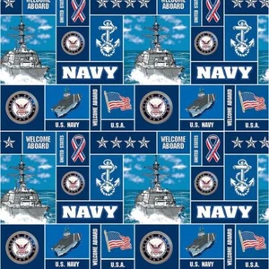 United States Military US Navy Fleece Fabric Geometric-US Navy Blanket Fabric - Picture 1 of 1
