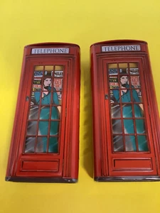 2 x BRITISH TELEPHONE RED KIOSK BOX - EMPTY Collectible Tin Mint Storage Display - Picture 1 of 11