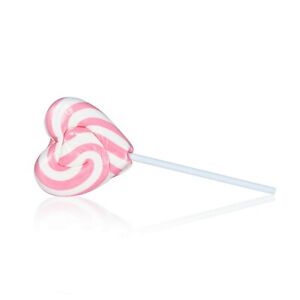 Pink & White Love Heart Lollies Lollipops Rock Candy Sweets Kids Party Favour
