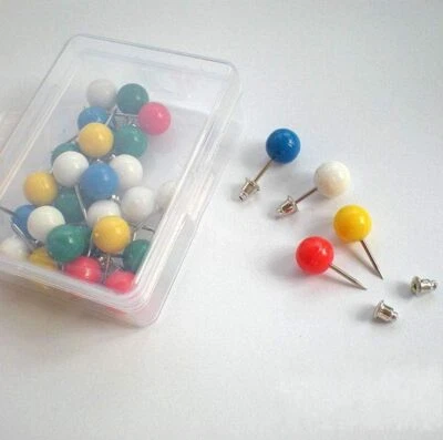 200pcs Colorful Round Glass Head Pins Push Cap Positioning Needles for Sewing Foto 1 de 3