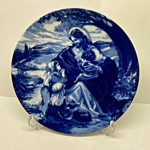 AVON VINTAGE (1992) “BLESS THE LITTLE CHILDREN” Cobalt Blue Plate w/ Stand - Picture 1 of 7