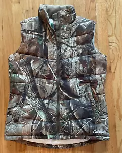 CABELA'S FOR WOMEN PUFFER CAMOFLAUGE HUNTING VEST REALTREE SIZE XSMALL EUC - Picture 1 of 12