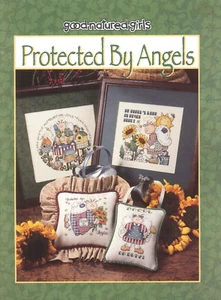 Protected By Angels Cross Stitch Booklet 1997 Lambein Garden Birth Announcement - Picture 1 of 5