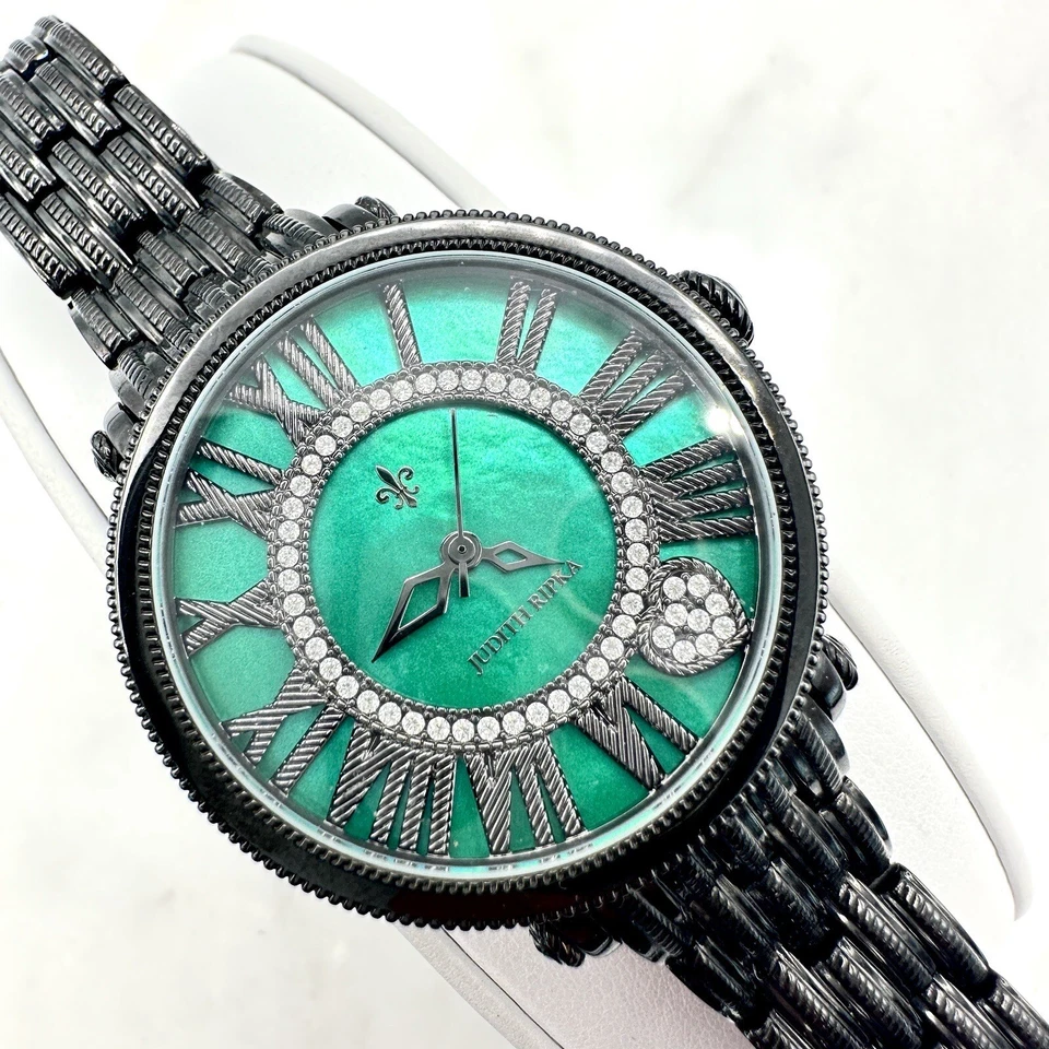 Reloj JUDITH RIPKA Verde Madreperla Londres 7" Negro Inoxidable Batería Nueva Foto 1 de 4
