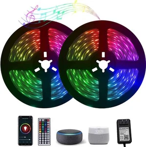 LED Strip Lights 80ft Music Sync Bluetooth 5050 RGB Room Light with Remote - Picture 1 of 28