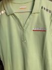 UHAUL Employee Uniform Women&#39;s Small Green V Neck Polo Shirt Reflective Short Sl
