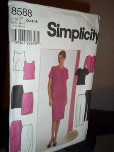 Simplicity #8588 Sewing Pattern Cardigan Tank Top Skirt Pants 12 14 16 Uncut FF - Picture 1 of 2