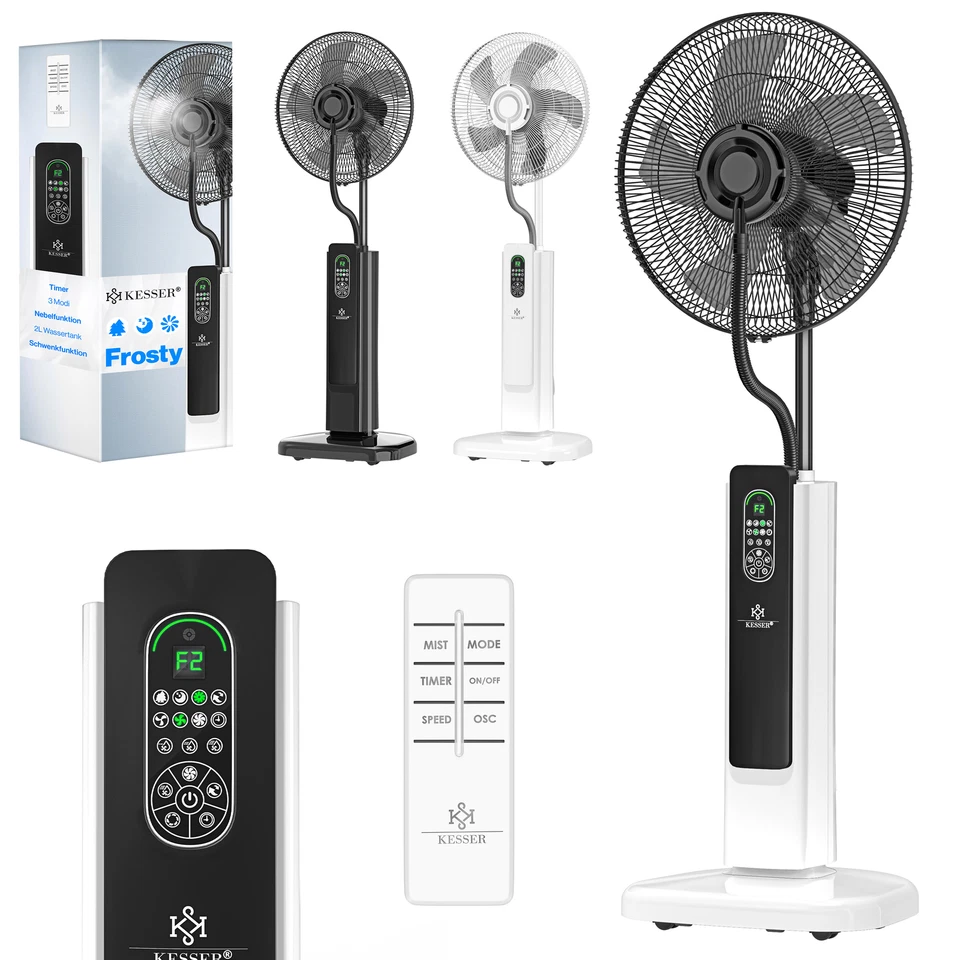 KESSER® Standventilator mit Ultraschall Nebel Wasser Ventilator leise Luftkühler - Bild 1 von 1
