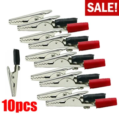 10x Insulated Crocodile Clips Electrical Battery Connectors 5A Alligator Clamps