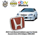 Red Emblem Logo Front Bonnet For Honda Civic EG6 EG9 EK9 Integra DC2 1992-2000