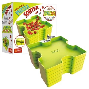 Trefl 6 Stackable Plastic Trays Jigsaw Puzzle Shape Colour Sorter Organiser NEW - Picture 1 of 3