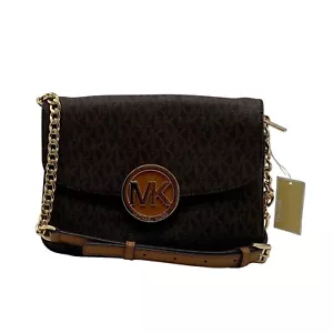 Michael Kors Brown PVC Fulton Gusset Crossbody Bag - Picture 1 of 11