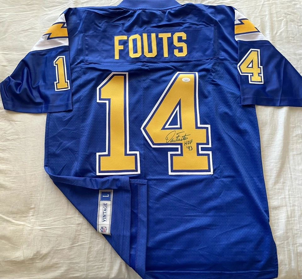 Dan Fouts signed autographed Chargers NFL Vintage stitched throwback jersey JSA - Image 1 of 3