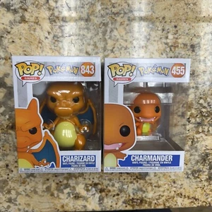 BOTH CHARIZARD & CHARMANDER #843 & 455 Funko Pop! Vinyl: Pokémon Lot W+Protector - Picture 1 of 2
