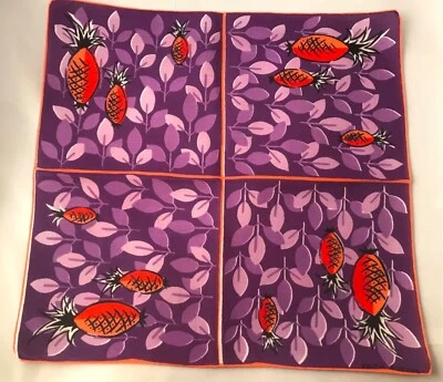 Pañuelo vintage Faith Austin púrpura pañuelo piñas y hojas Foto 1 de 3