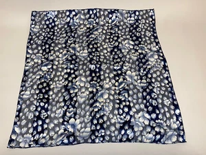 Faux Silk Scarf Women Small Square Print Dark Navy Blue Flowers Tulips Ladies - Picture 1 of 1