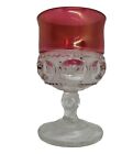  Vintage TIFFAN-FRANCISCAN Ruby Cranberry Pressed Glass Goblet Kings Crown Thumb