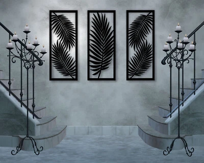Leaf Wall Art Plaque 3 Piece Set Any Colour Palm Leaves Decor Wooden Ornament - Image 1 of 4