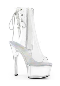 Pleaser ASPIRE-1018C 6" Heel, 2 1/4" Platform Open Toe/Heel Ankle Boot, Side Zip - Picture 1 of 6