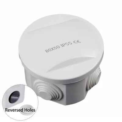 Caja de conexiones eléctricas de plástico impermeable recinto de proyecto redondo orificio invertido Foto 1 de 4