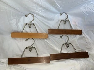 3 Setwell VTG Wooden Dark/light  Wood Pants Slacks Trousers Skirt Hangers 10" - Picture 1 of 5
