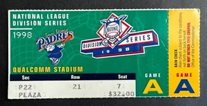 Boleto del Juego 3 1998 NLDS Houston Astros vs San Diego Padres 3/10/98 Juego 3 - Imagen 1 de 2