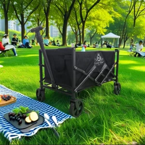 Foldable Collapsible Camping Outdoor Garden Trolley Cart Wagon Truck Pull Along - Picture 1 of 8