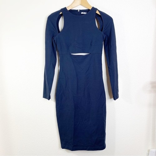 Abito midi T Alexander Wang blu ritagliato bodycon taglia extra small
