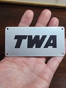 TWA Small Vintage Metal / Aluminum Sign, Original 1970's 1980s Airline - Picture 1 of 3