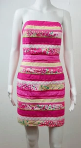 Vintage White Label Lilly Pulitzer Trägerloses Patchwork Kleid Gr. 2 - Bild 1 von 7