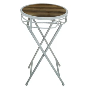 Blumenhocker Beistelltisch Klapptisch aus Metall/Holz klappbar P-239 rund grau - Bild 1 von 4