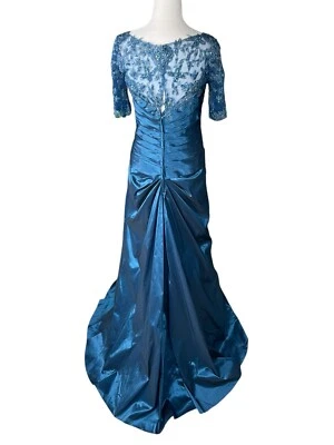 Rina Di Montella Evning Gown Women 10 Trail Wedding Formal Satin Jeweled - Image 1 of 4