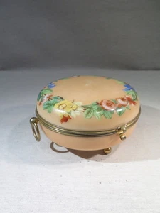 ANCIEN JOLI COFFRET BONBONNIERE BOITE RONDE EN OPALINE PEINTE EPOQUE NAPOLEON 3 - Photo 1/1