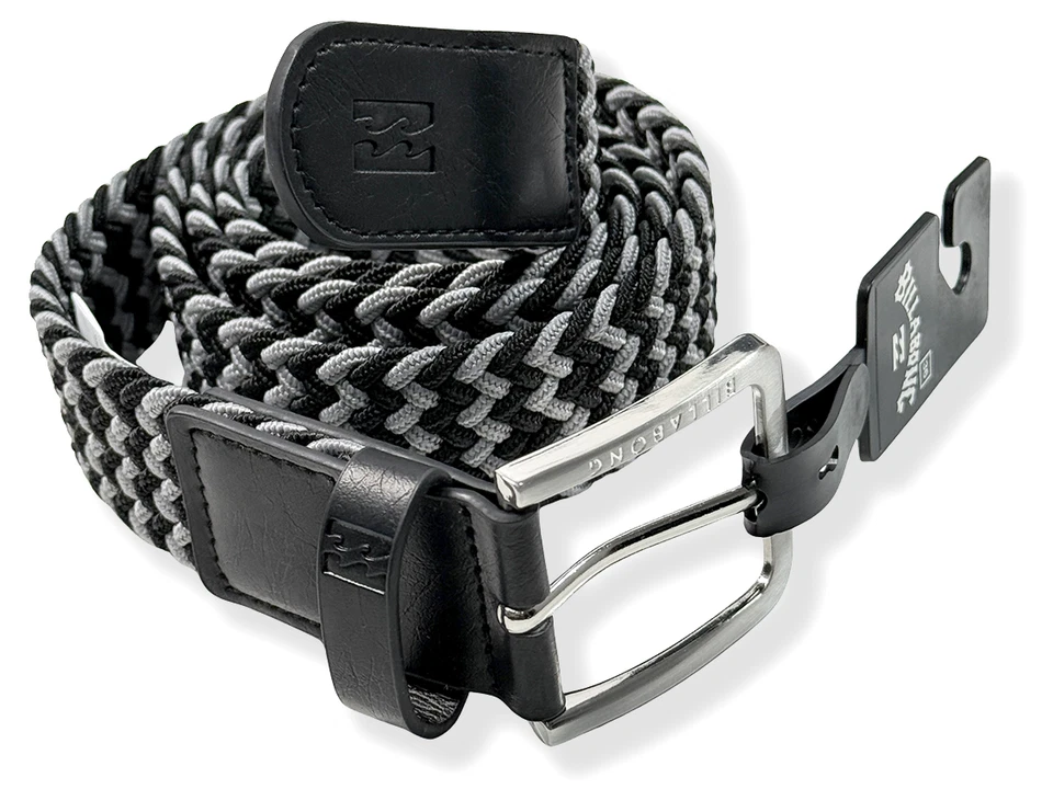 Cinturón elástico trenzado Billabong - Nuevo con etiquetas para hombre talla 36 negro/gris - #46889-E4 Foto 1 de 1