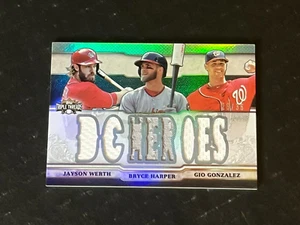BRYCE HARPER / WERTH / GONZALEZ 2014 TRIPLE THREADS DCH HEROES MULTI PATCH 26/36 - Picture 1 of 2