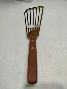 Winco FST-6 Slotted 6-3/4 x 3-1/4" Fish Spatula with Wood Handle" - Picture 1 of 3
