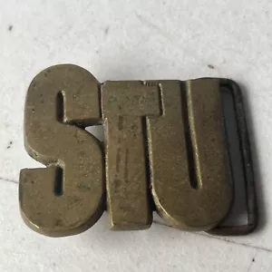 VINTAGE "STU" BARON BELT BUCKLE 1978 SOLID BRASS (w15) - Picture 1 of 5
