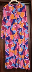 Ladies Stunning Multi Colour Abstract Long Sleeve Midi Dress Size 12 (40) Milano - Picture 1 of 6