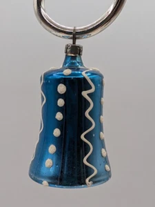 Vintage Antique Glass Bell w Clapper Christmas Ornament Germany Blue - Picture 1 of 6