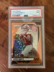 Commanders Jayden Daniels Orange Disco Prizm PSA 9 - Picture 1 of 2