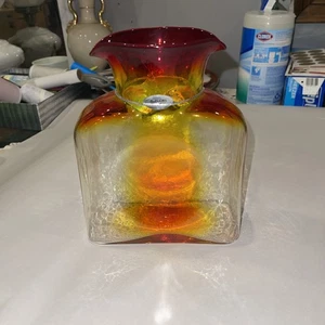 NEW Signed Blenko Amberina Tangerine Hand Crafted Decanter 2021 Art Glass Vase - Picture 1 of 5