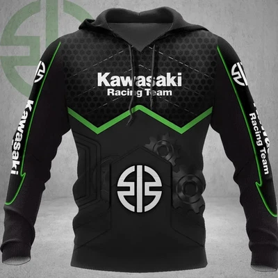 Kawasaki Sweatshirt Motorrad Uniform Oversized Hoodie Unisex Herren Bekleidung - Bild 1 von 2