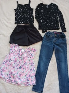 Lot of 5, kids size small 6x girls skinny jeans, shorts, tops wonder nation - Picture 1 of 10