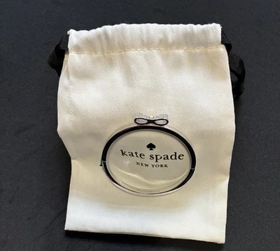 Kate Spade Ready Set Bow Hinged Bangle Bracelet Silver Plate w/ Pave Bow Signed - Image 1 of 4