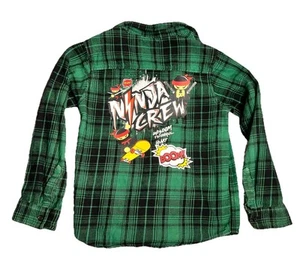 360 Kinder grün und schwarz Knopfleiste Ninja Flanell Langarm Hemd Jungen Größe 10 - Bild 1 von 10