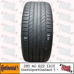 285 40 R 22 x1 Continental 110Y XL 5.5-6.1 mm Part Worn Used Tyre 28540R22x1 - Picture 1 of 11