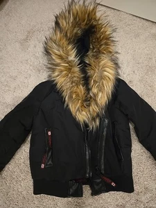Canada Weather Gear Black Winter Snow Ski Jacket Fur Kids Children's Size 7/8 - Picture 1 of 12