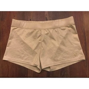 Justice active gold spandex shorts, size 18, small snag - Picture 1 of 5